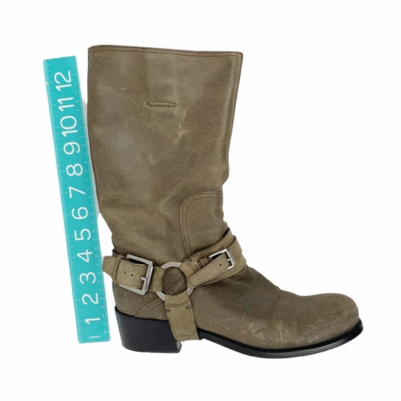 DIOR Strappy Brown Taupe Suede Leather Biker Short Boot 37.5 US 7.5 - Picture 8 of 10